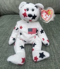 TY BEANIE BABY - GLORY the stars and stripes American BEAR. Vintage retired 1998