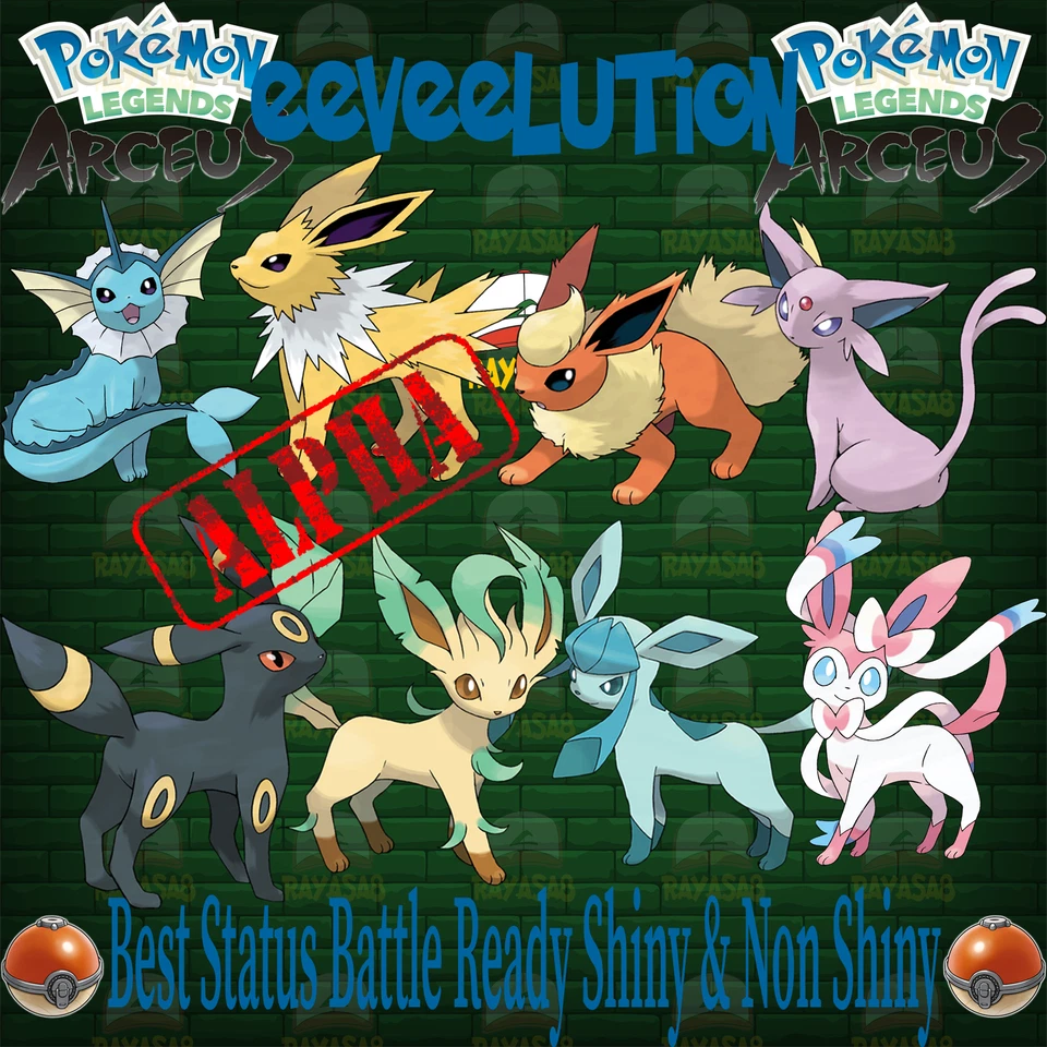 Eevee evolution Shiny 6iv Alpha Non Shiny Pokemon Legends Arceus