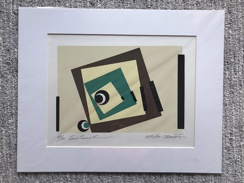 Modernist Serigraph Print Atsuko Okamoto Contemporary GEOMETRIC ABSTRACT Pop Art - Picture 4 of 5