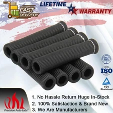8PCS 6" Titanium Spark Plug Wire Boots Heat Protector Shield Sleeve Covers Black