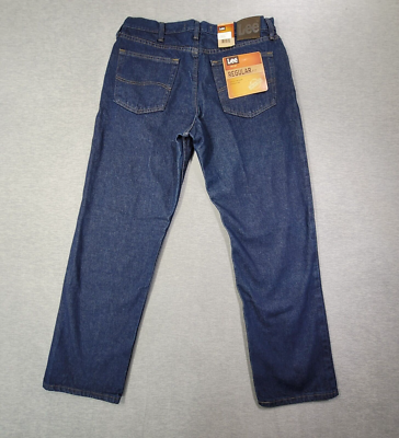 Lee Jeans Mens 36x30 (Fit 34x30) Blue Solid Regular Straigt Leg