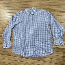 L.L. Bean Shirt Men XL Reg Blue Check Plaid Button Down Wrinkle Resist Classic