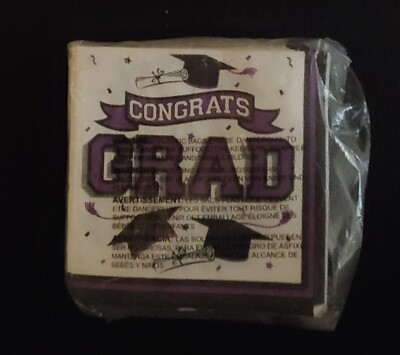 FREE  Total 50 Beverage Purple Congratulations Graduation Party Paper NEW
