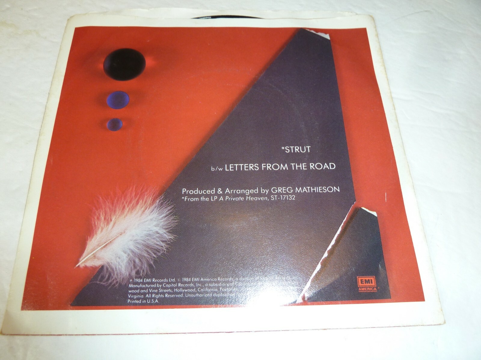 45 RPM 7" Vinyl Record Sheena Easton Strut/Letters From The Road eBay