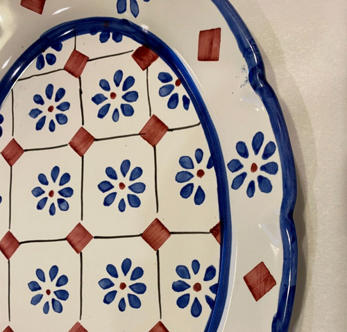 Elios / Positano ~ 12"" x 9"" Piatto cerchio singhiozzato fatto a mano e dipinto ~ Cond nuovo di zecca - Foto 3 di 4