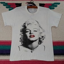 Vtg Marilyn Monroe Graphic T-Shirt White Single Stitch Red Lips Iconic Star XL