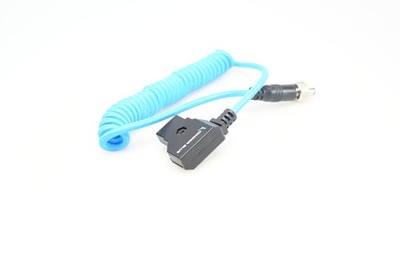 Kondor Blue Coiled D-Tap to Locking DC 2.1mm Right Angle Cable #G364