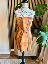 PrettyLittleThing Brown Faux Suede Leather Mini Dress Size 10 NWT Strapless Y2K