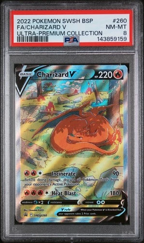 2022 POKEMON SWSH ULTRA-PREMIUM COLLECTION #260 FULL ART/CHARIZARD V PSA 8