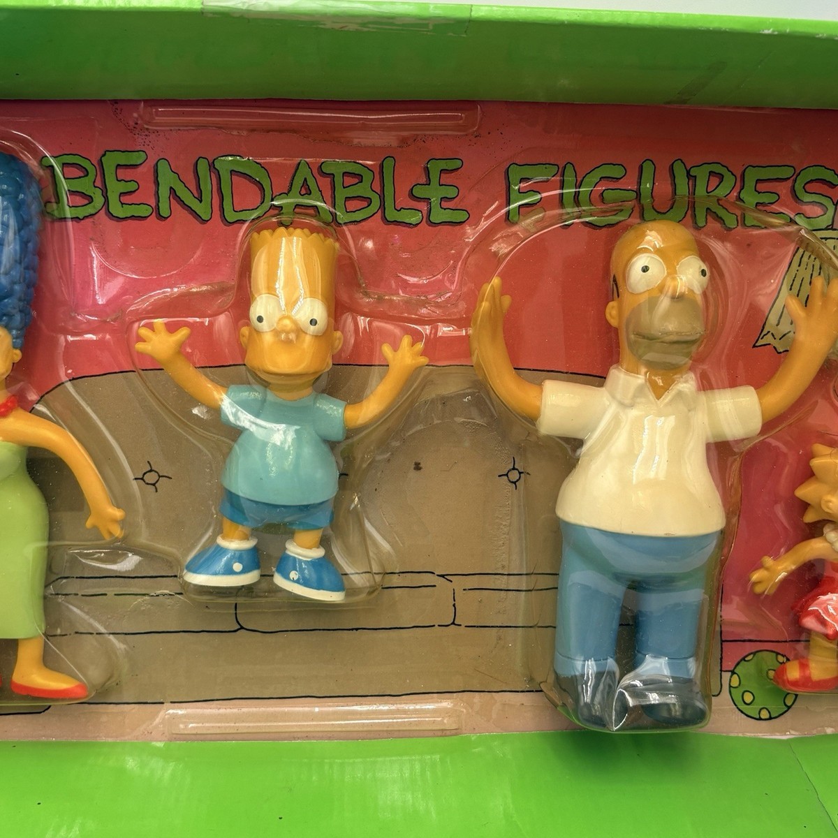 1990 The Simpsons 5 Bendable Vintage Family Set Action Figures by