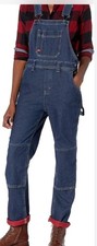 New Dickies Womens Warming Denim Double Knee Red Lining Bib Overalls Jean NWT XS