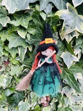 Witch Decrotive Halloween Hanger 6” Bells On Feet With Broom