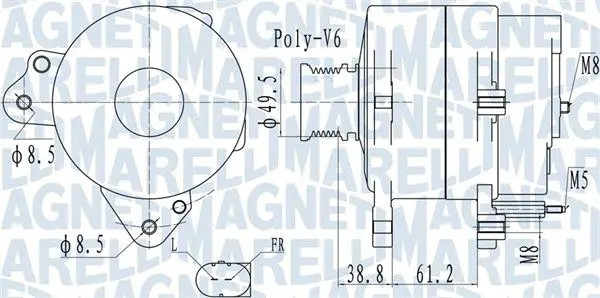 Alternatore con puleggia 063732137010 MAGNETI MARELLI per VW AUDI
