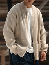 Men Soft Pullover Cardigan Zipper Jumper Sweater Thick Knitted Coat Warm Jacket