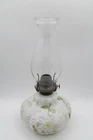Vintage Milk Glass Opaque Glas Oil Kerosene Lamp Embossed Flowers Leaves Designs