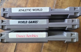 Nintendo Nes 3 Game Lot. Athletic World , World Games, Dance Aerobics.  *Tested*