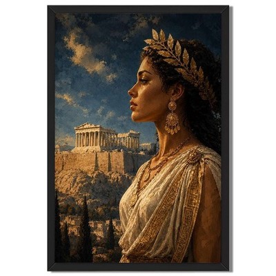 Ancient Greek Goddess Framed Canvas Print Classical Wall Art Decor