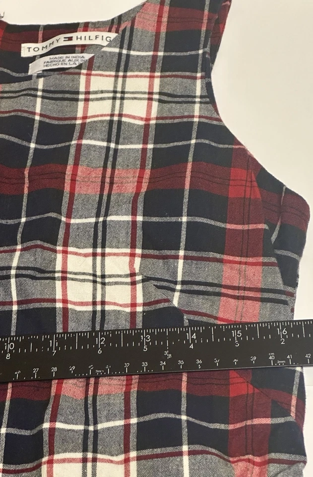 Vestido Tommy Hilfiger Rojo Azul Blanco Algodón a Cuadros Ropa de Vacaciones Talla 6 Foto 4 de 4