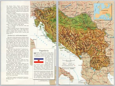 1970 Yugoslavia Map & Flag Nat Geo Cartographic 2-Page Vintage Print Photo