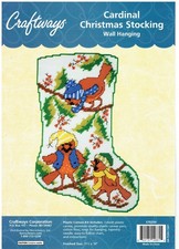 CARDINAL CHRISTMAS STOCKING Wall Hanging plastic canvas PATTERN  TF0118 