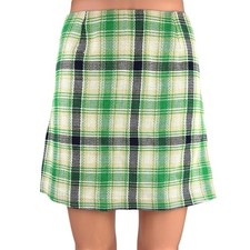 Vintage Women's Multicolor Plaid School Girl A-line Silhouette Mini Skirt Size S