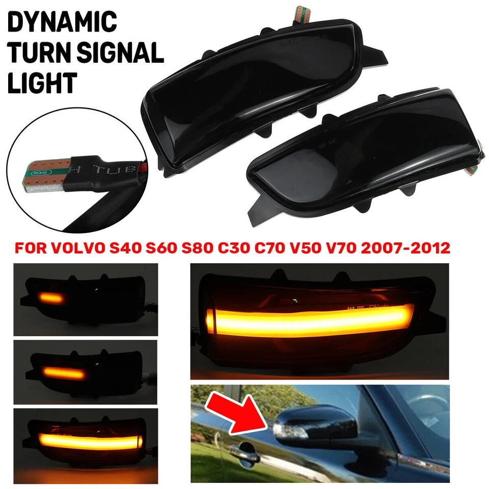 2X Luz LED dinámica intermitente para Volvo C30 C70 S40 S60 V40 V50 V70 2008-2010 Foto 2 de 4