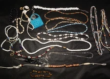 Mom's beaded collection! Vintage pukka Shell, copper/tigers eye, hematite