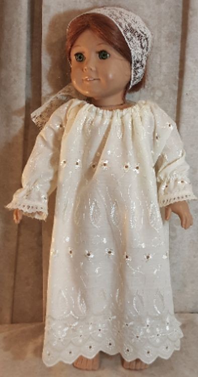 Doll Clothes Made 2 Fit Girl 18" inch Nightgown Ivory Eyelett