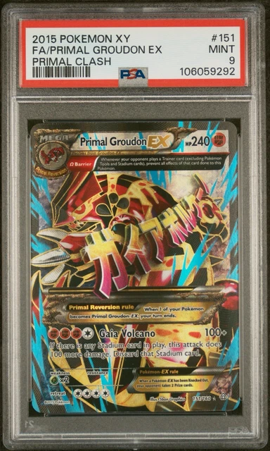 2015 POKEMON XY PRIMAL CLASH PRIMAL GROUDON EX #151/160 FULL ART HOLO PSA 9