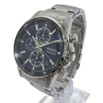 Seiko Wired Chronograph Watch VD57-KND0 Quartz Blue Silver Color