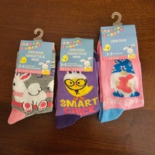 Easter Crew Socks 3 Pack Size 5-9 Bunny Chick Gnome Spring Holiday NWT Basket