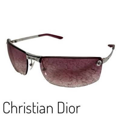 CHRISTIAN DIOR Pink Half-Rim Y2K Sunglasses Auth Japan
