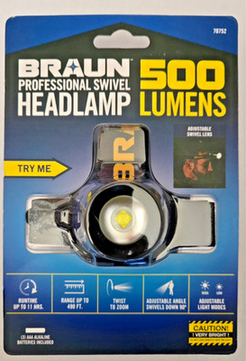 Head Lamp LED 500 Lumen Swivel Flood And Spot Modes Wide Angle Swivel Flashlight
