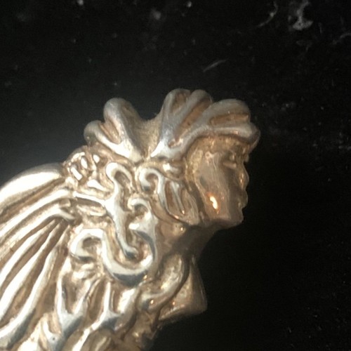 Vintage Sterling Silber Brosche Azteken Wassergöttin Chalchiuhtlicue Design Mexiko - Bild 2 von 7