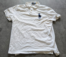 Polo Ralph Lauren White Short Sleeve Collared Shirt Blue Pony Men's XL