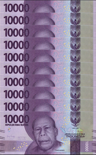 Indonesia 10000 RUPIAH P-157 2016-2021 x 10 Pcs Lot BUNDLE Million IDR UNC NOTE - Picture 1 of 8
