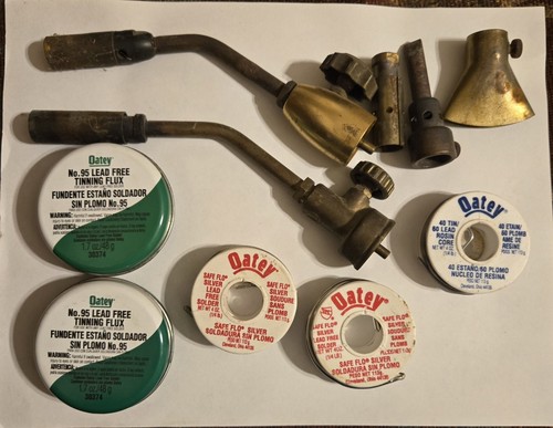 Used Solder Equipment Torch Tips + EOATEY Safe Flo 4oz Lead-Free Silver