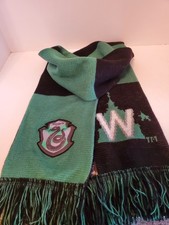 Harry Potter Scarf Green Black Knit with Slytherin Crest Warner Bros