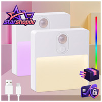 LED Nachtlicht Bewegungsmelder USB Aufladbar RGB Licht FüR Flur Treppen