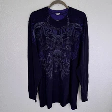 Affliction Thermal Shirt Mens 3XL Reversible Shawdow Reaper Grunge Biker Y2K