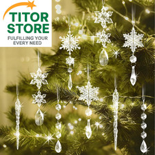 18 Pieces Christmas Ornaments for Christmas Tree Decorations - Clear Hanging Acr