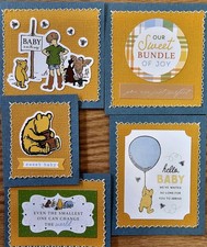 Sewn Premade Scrapbook Page/Sewn Mat Set - 5 pieces: Pooh Bear Baby On The Way