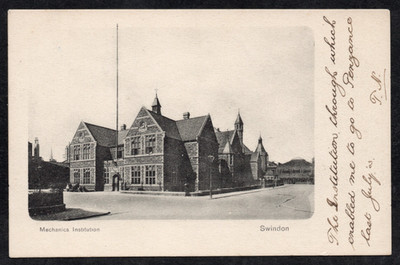 Postkarte Swindon Wiltshire die Mechaniker Institution frühe Ansicht