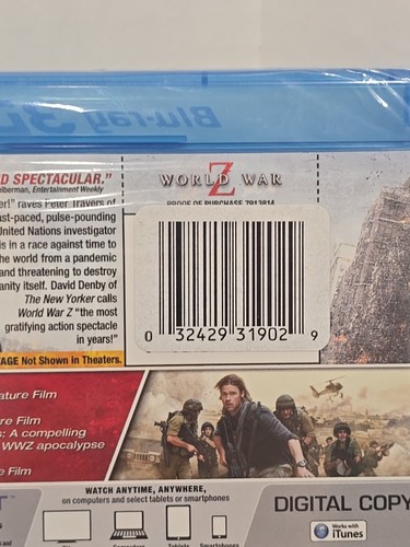 WORLD WAR Z 3D ( Blu-ray 3D Blu-ray DVD Digital Copy) Brad Pitt BRAND NEW Sealed - Picture 3 of 7