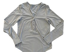 Abercrombie  Fitch Bodysuit Soft A F Blue Gray Stretch Button Thong Women  s L