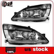 Pair2pcs Black Headlight Assembly For Honda Accord Coupe Sedan 2003-2006