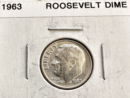 1963-P ROOSEVELT DIME UNCIRCULATED BU 90% SILVER #2