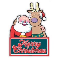 Santa  Reindeer Merry Christmas - 18" x 24" Weatherproof Yard Sign - 75005