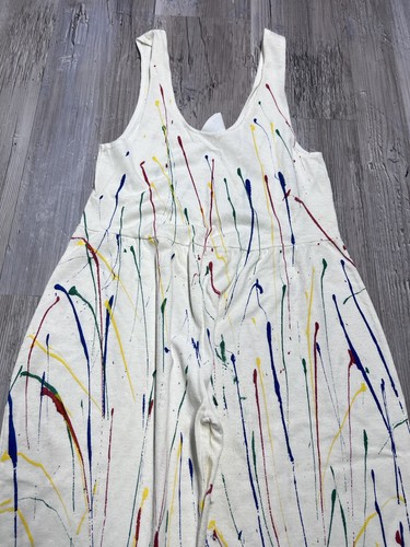 Vintage 90s Girls Colorful Paint Splatter Romper Size 12 Made in USA Sleeveless - Picture 5 of 13