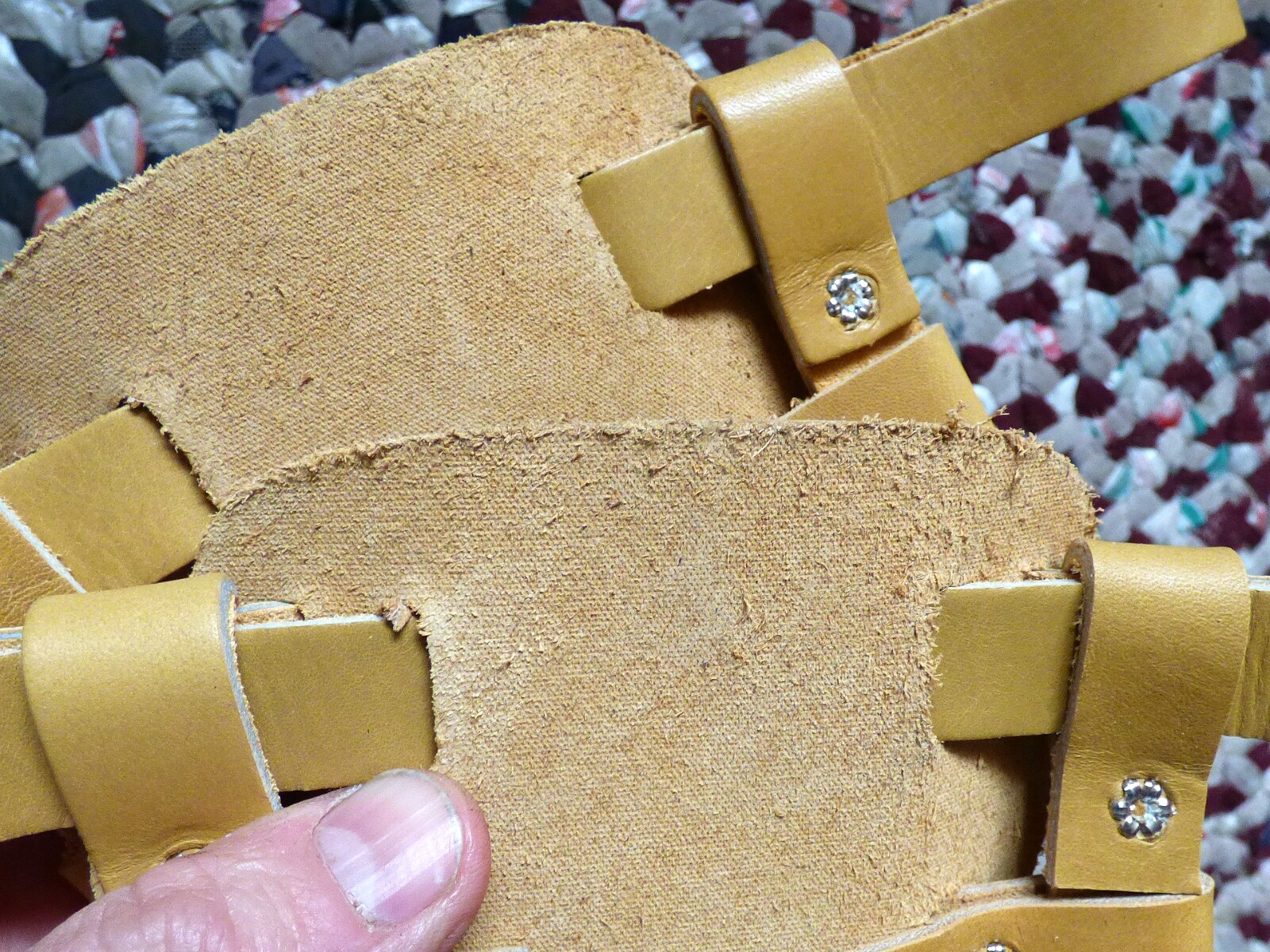 Brand new pair of tan colored leather bindings for snowshoes